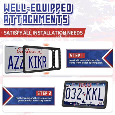 Blackout American Flag License Plate Frame USA Unique Gift
