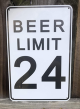 Beer Limit 24 Garage Metal Sign Man Cave Funny Gift Fathers Day Gift