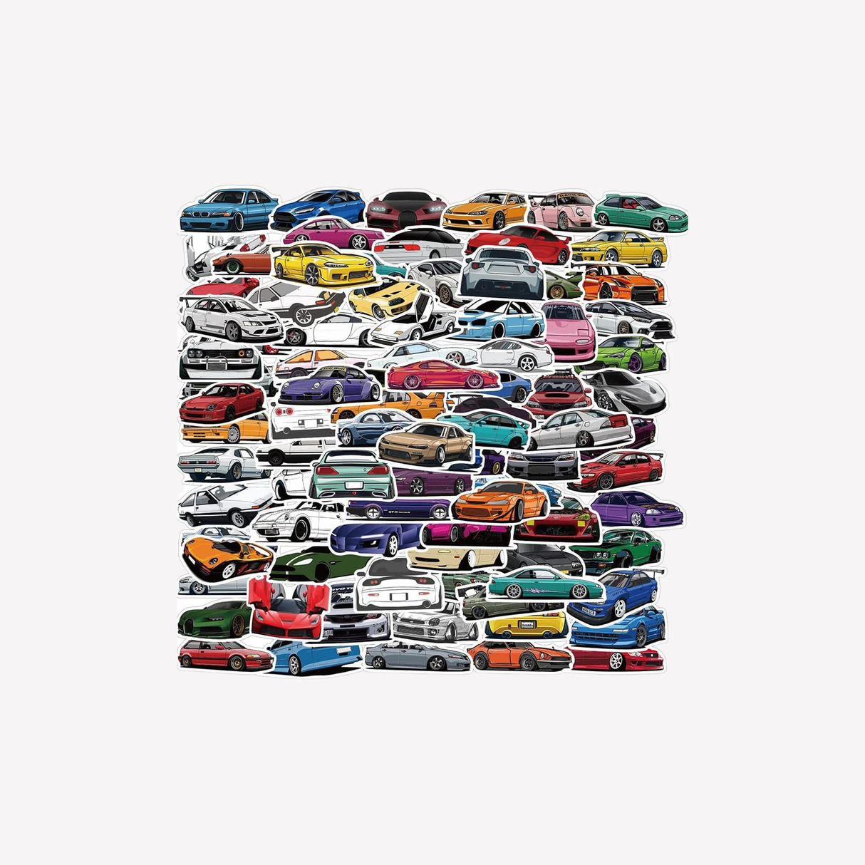 100 Car Sticker Pack Euro Exotic JDM Classic Cars High Quality Waterproof